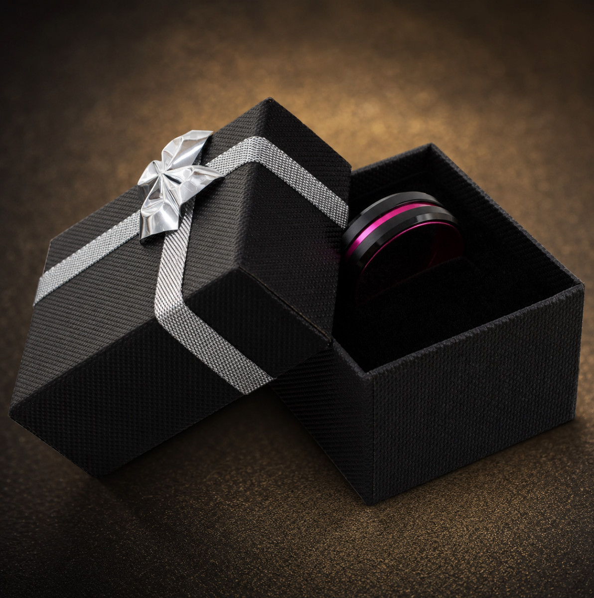 8mm Black Tungsten Mens Pink Stripe Wedding Band Ring Size 10 Breast Cancer