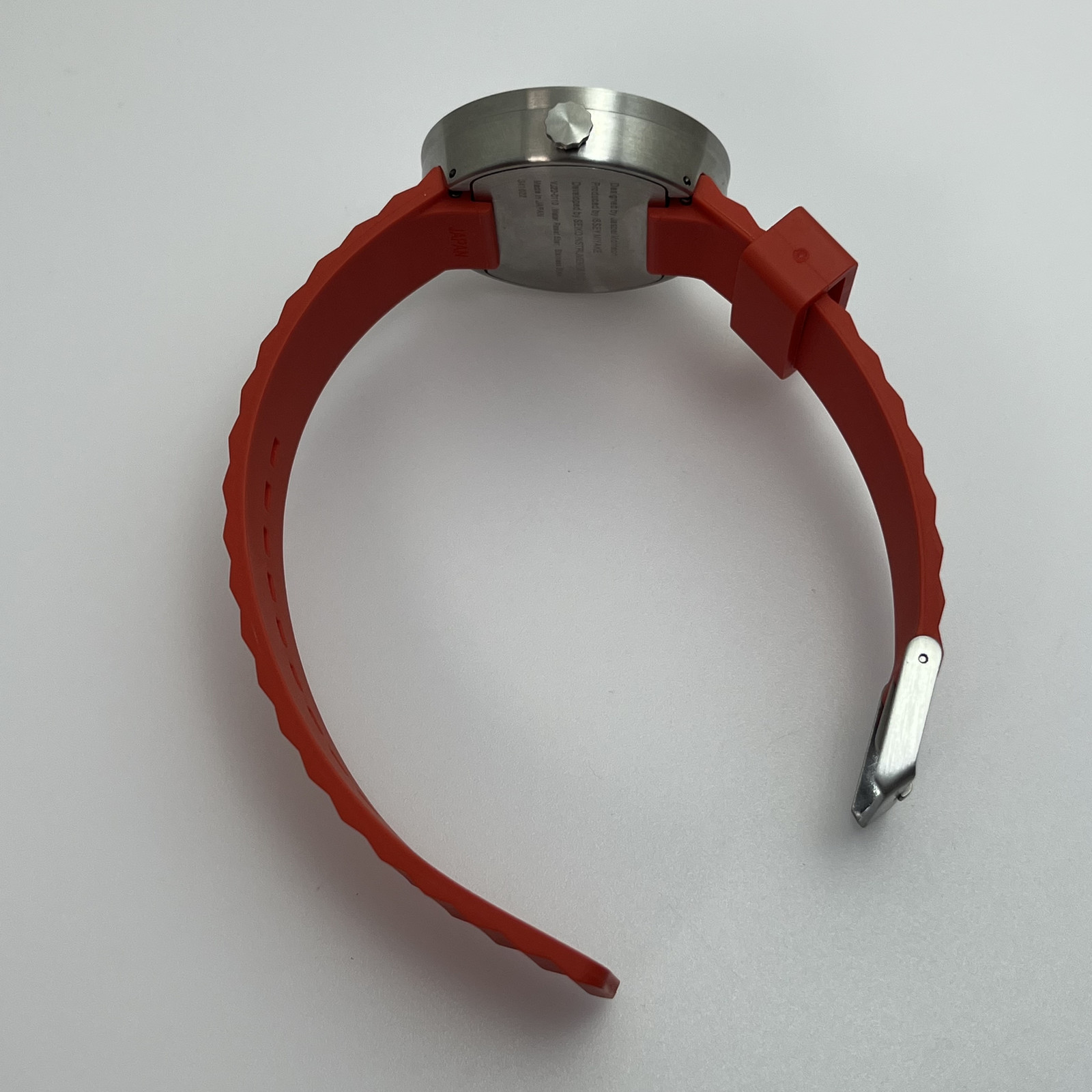 Rare SEIKO ISSEY MIYAKE Jasper Morrison Watch PLEASE Japan Orange Red w/Box#B855