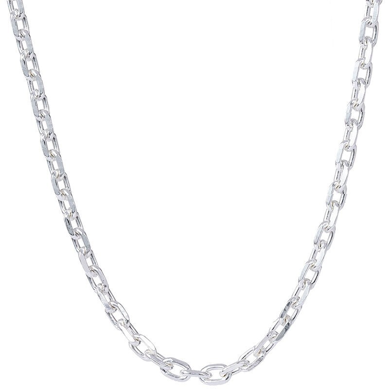 990 Pure Silver Necklace Handmade Silver Cuboid Cable Link Chain 2.5mm/3mm/5mm