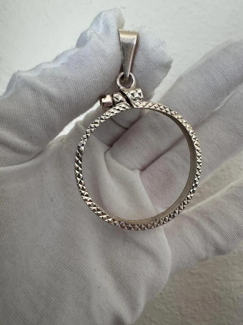 Custom 925 Silver 5oz Coin Bezel Pendant 61mm x 7.2mm, 36mm Bail, Stamped 925