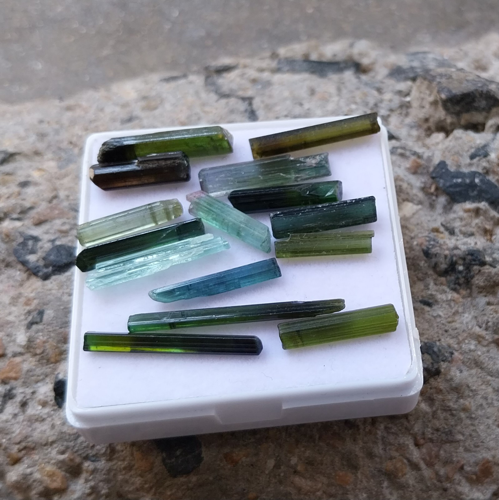 38 Carat 15 to 30 MM Natural Multi Tourmaline Raw Rough Pencil 15 Piece Lot