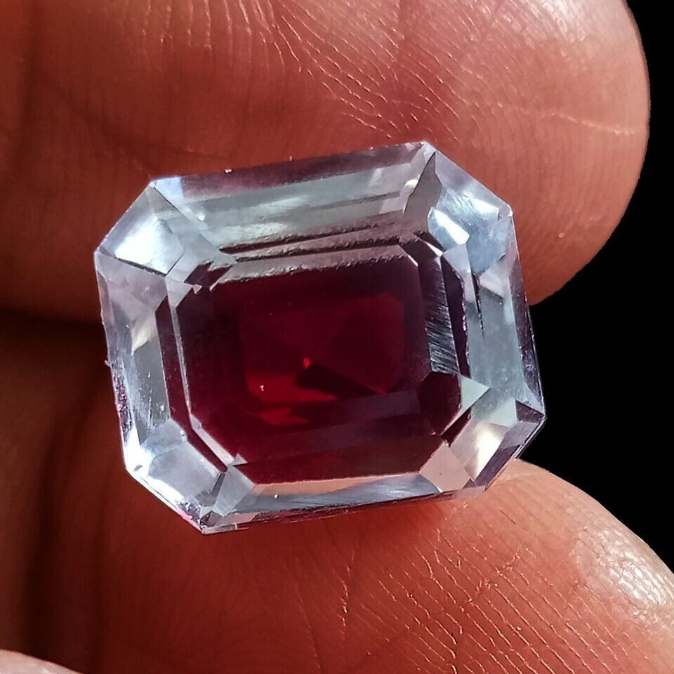 Natural Bi-Color Pitambari Sapphire Emerald Cut 8CT+ Loose Certified Gemstone