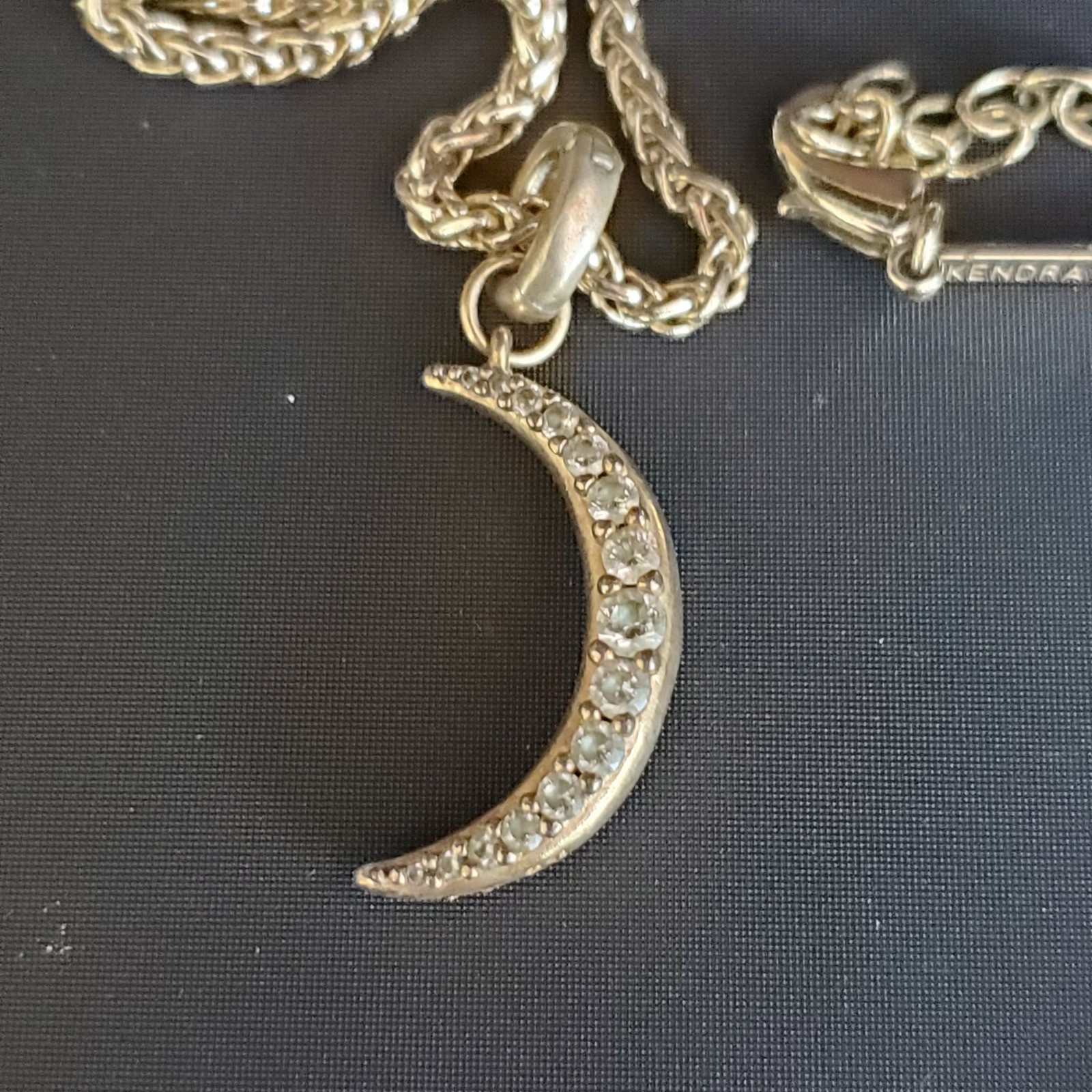 Kendra Scott Gold Tone Pave Crescent Moon Pendant Necklace Celestial Astrology