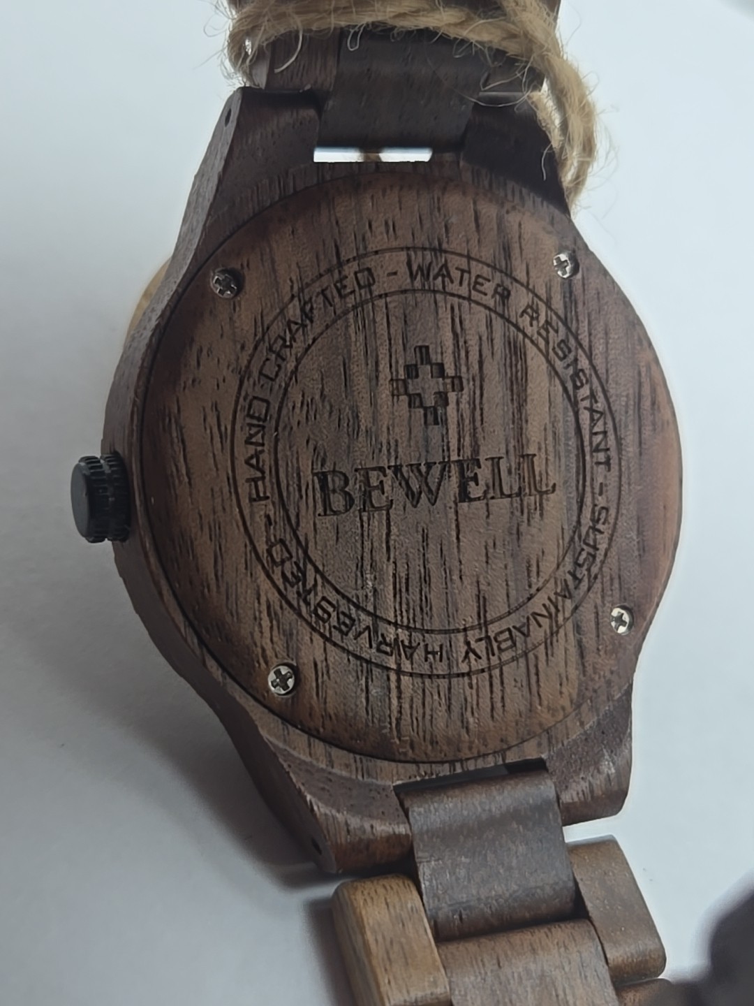 Bewell Black Walnut Wooden Watch Quartz Date Seconds Subdials Brown New Battery