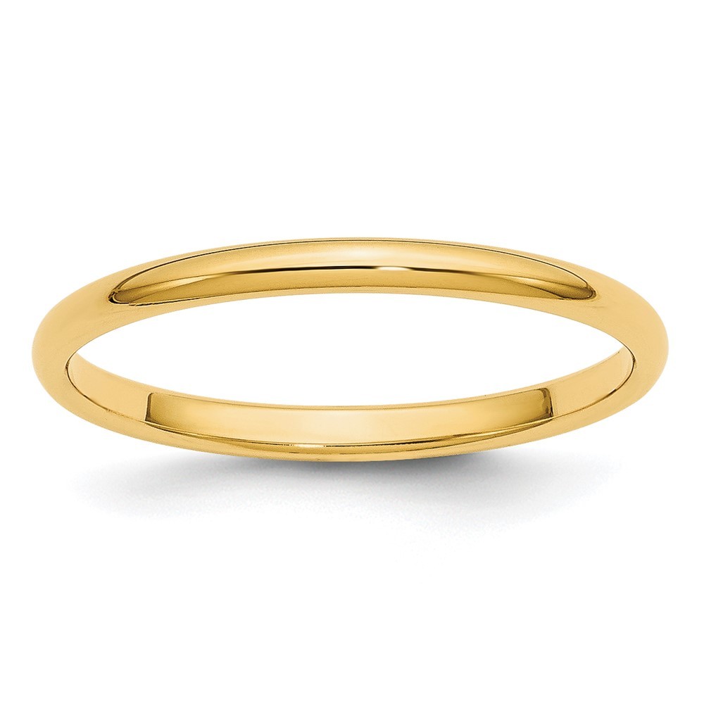 10k Yellow Gold 2mm Half Round Wedding Band Ring Size 5