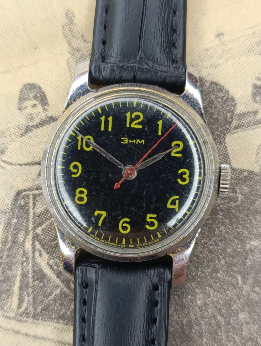 Rare Old Vintage Soviet watch POBEDA ZIM 2608 1MChZ Central Second USSR 1Q-1956