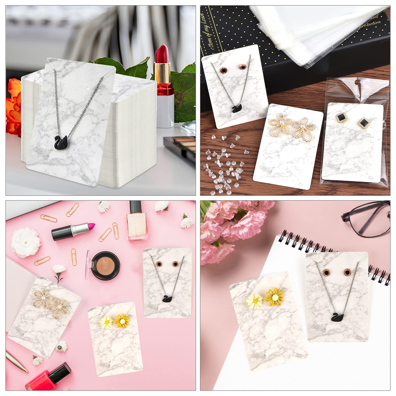 120 Pieces Earring Necklace Display Cards Jewelry Holder Cards with 200 Earri…