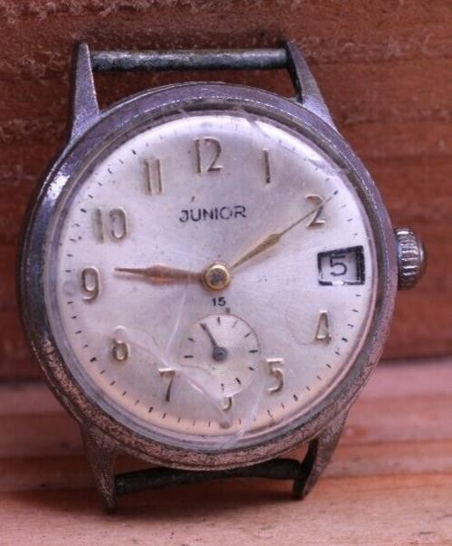 JUNIOR 15 CAL. FE 233-66 VINTAGE MEN’S WRIST WATCH 30mm FOR REPAIR (A4)