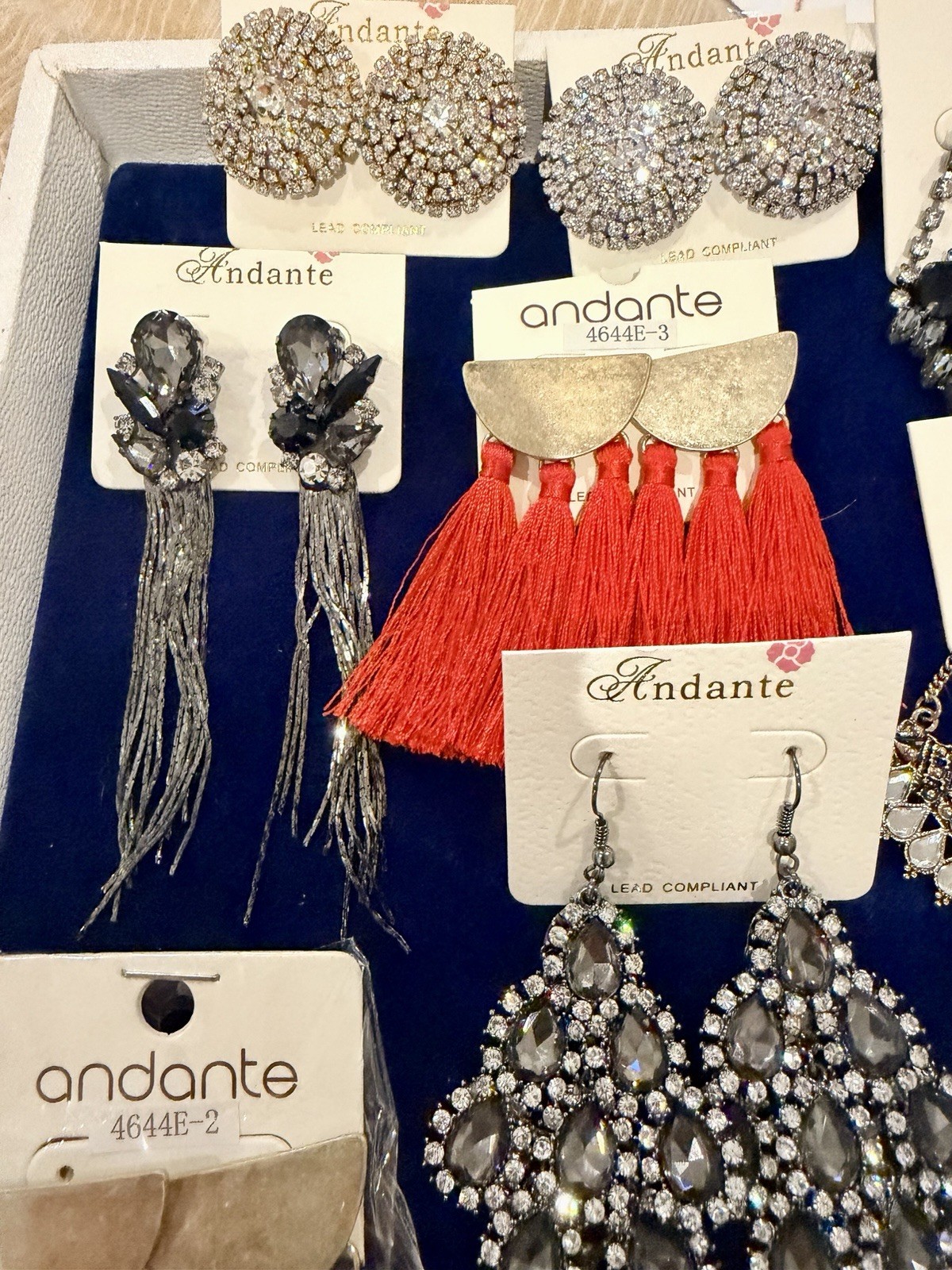 Andante Earrings Lot 14 Pairs NWT Rhinestone Tassel Statement Fashion Jewelry