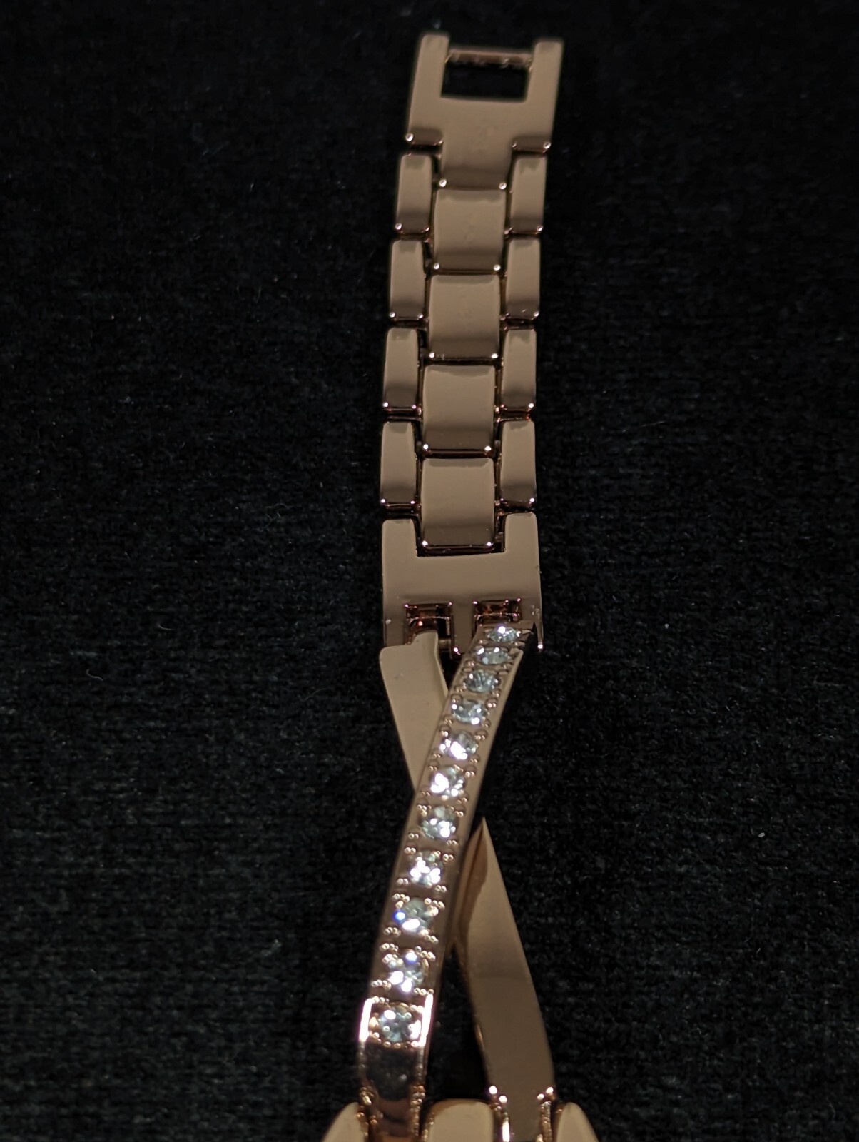 Brown Dial Crystal Accent Rectangle Case Link Bracelet Band Watch Womans 7.25 in