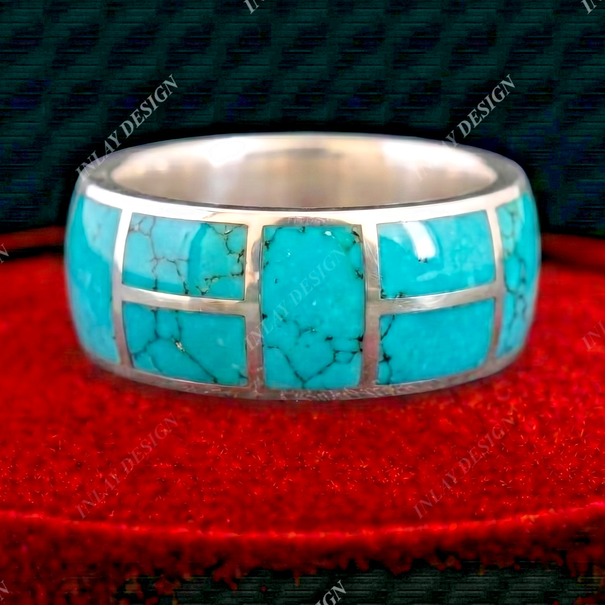Natural Turquoise Inlay Design In 925 Sterling Silver Gift For Men And Women’s.