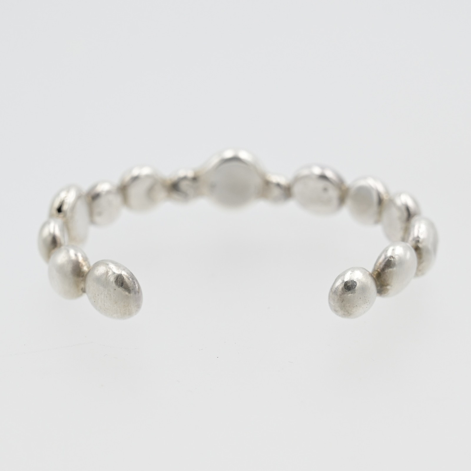 Heavy Cast Sterling Silver Organic Pebble Modernist Bubble 6″ Cuff Bracelet