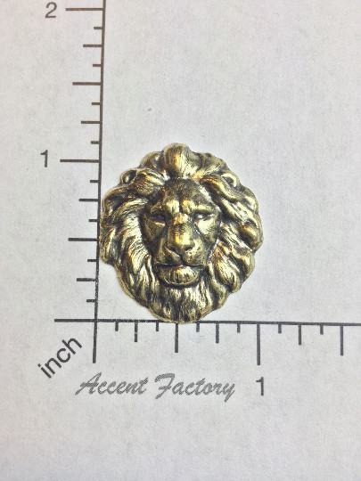 45053 – 2 Pc Medium Lion Head Finding Stamping Brass Ox