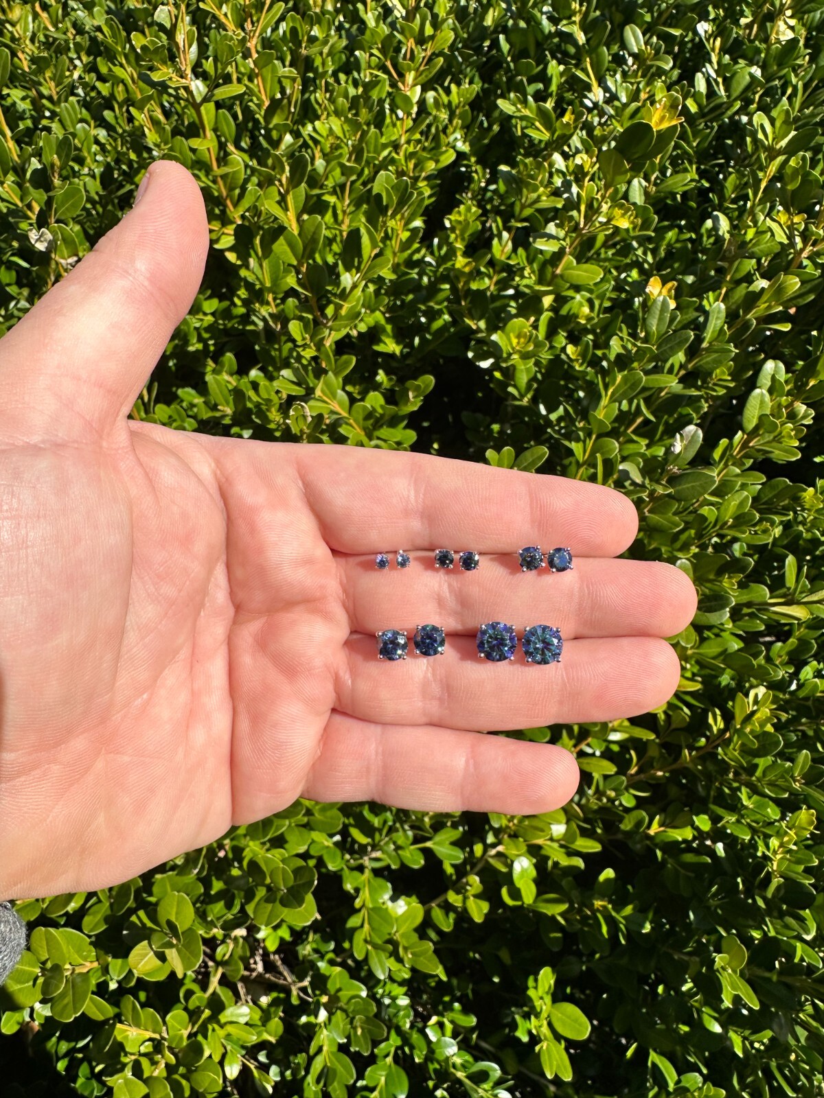 Real Dark Navy Blue Moissanite Screwback Stud Earrings 925 Silver 3-8mm Iced