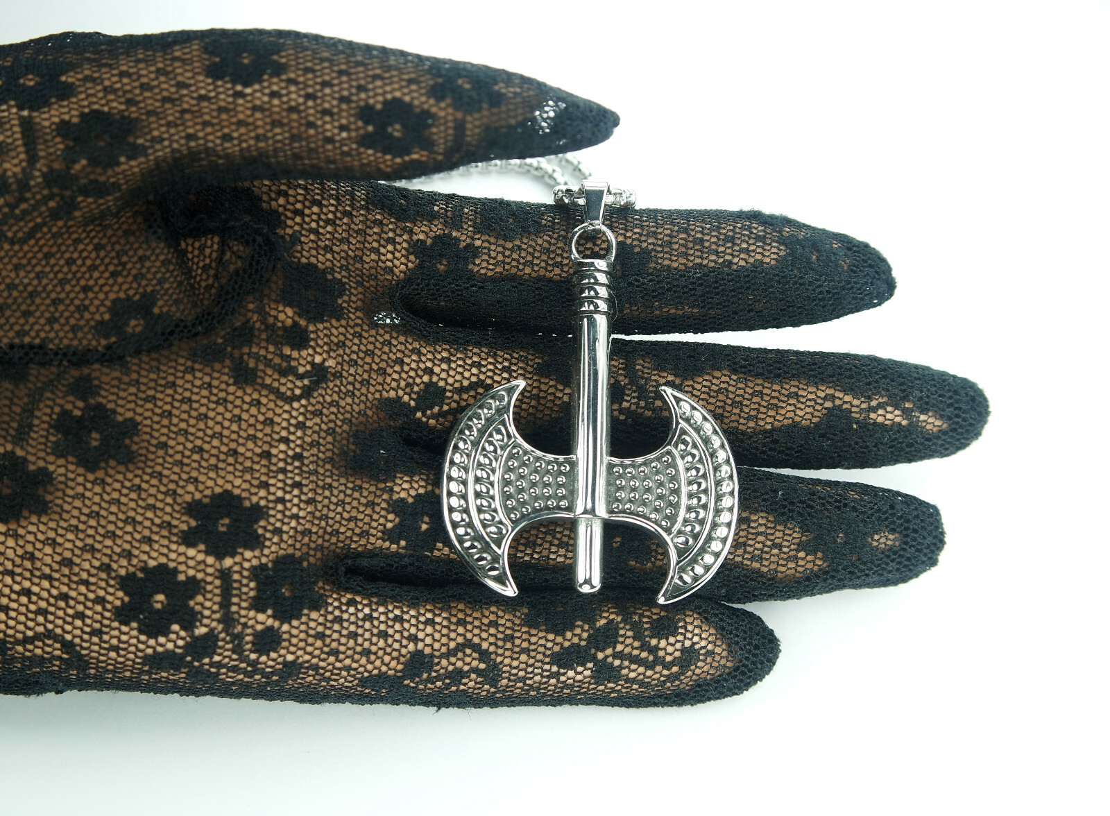 Large Labrys Necklace, Pure Stailess Steel, XL Double Bladed Axe Pendant Womyn n