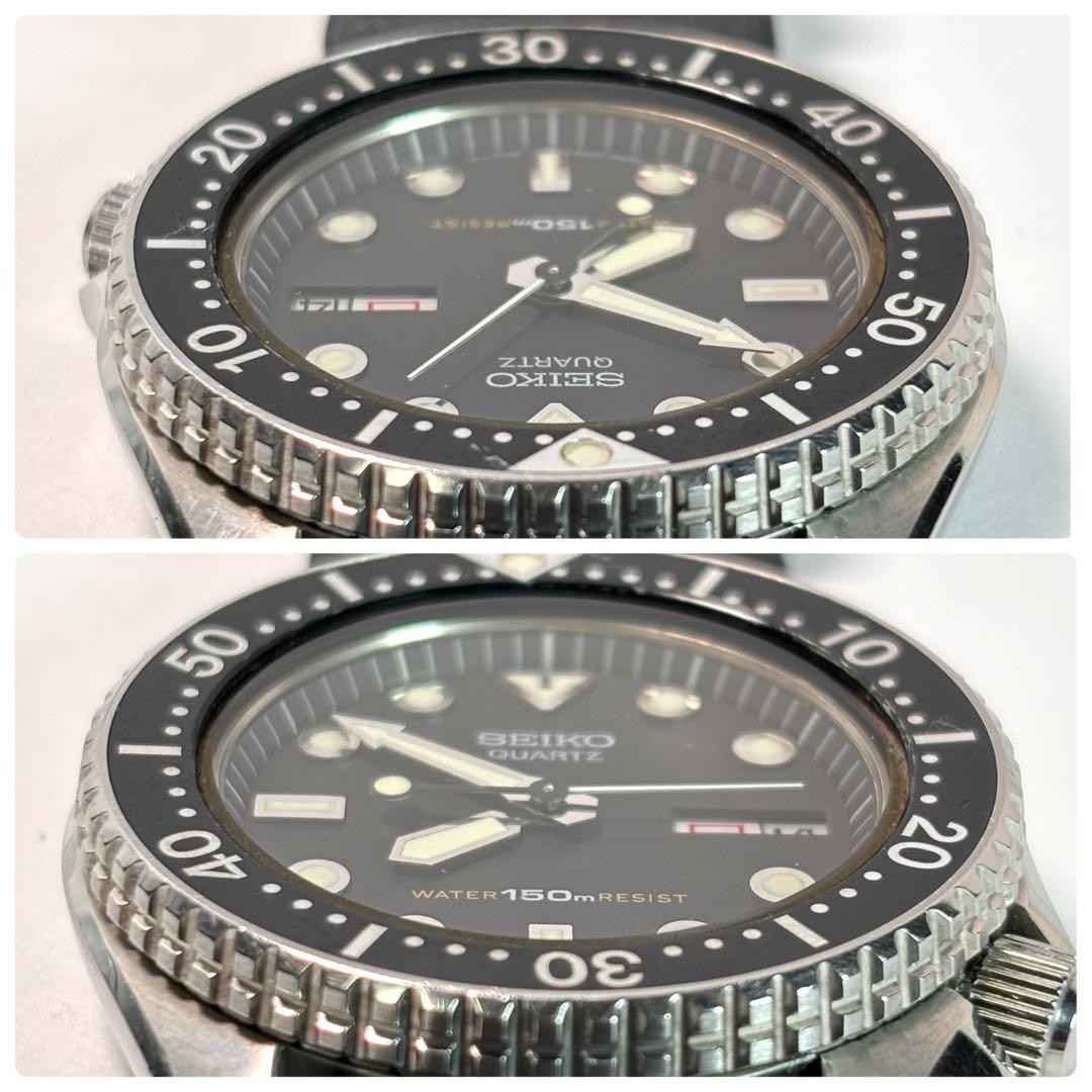 SEIKO 6458-6000 Diver 150m Quartz Watch Black 1983 New Battery Strap