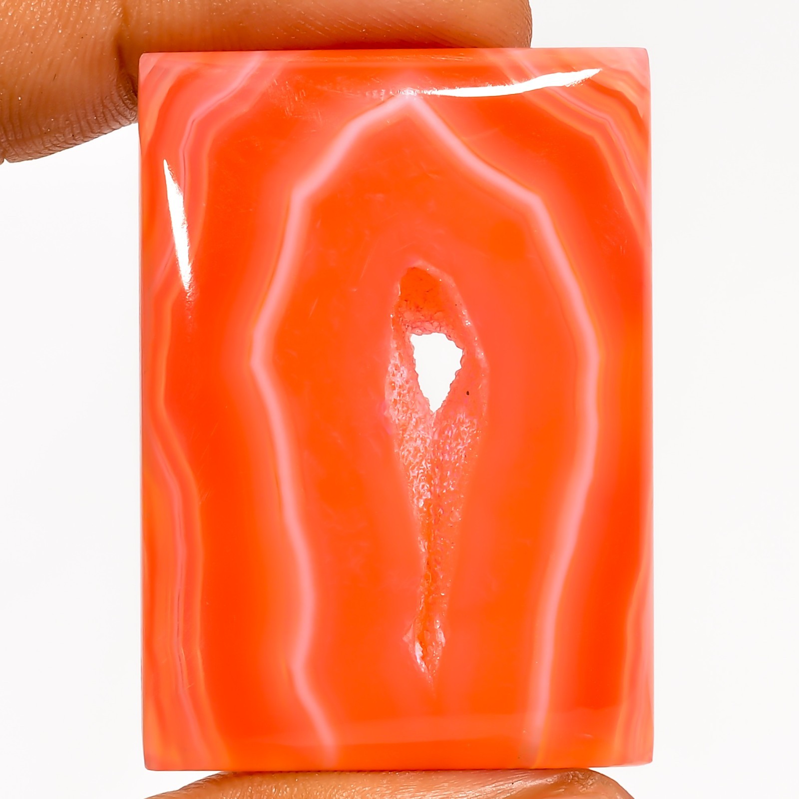 89 Ct Natural Orange Botswana Agate Durzy Cabochon Loose Gemstone 43X30X6 mm