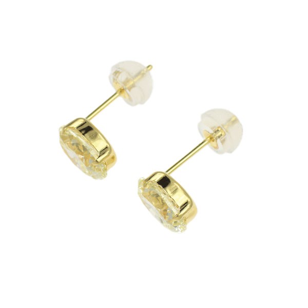 Brand New K18YG Oval Diamond Earrings 2.031ct VLY/LY VS1/VS2 Studs [ESCORE] free