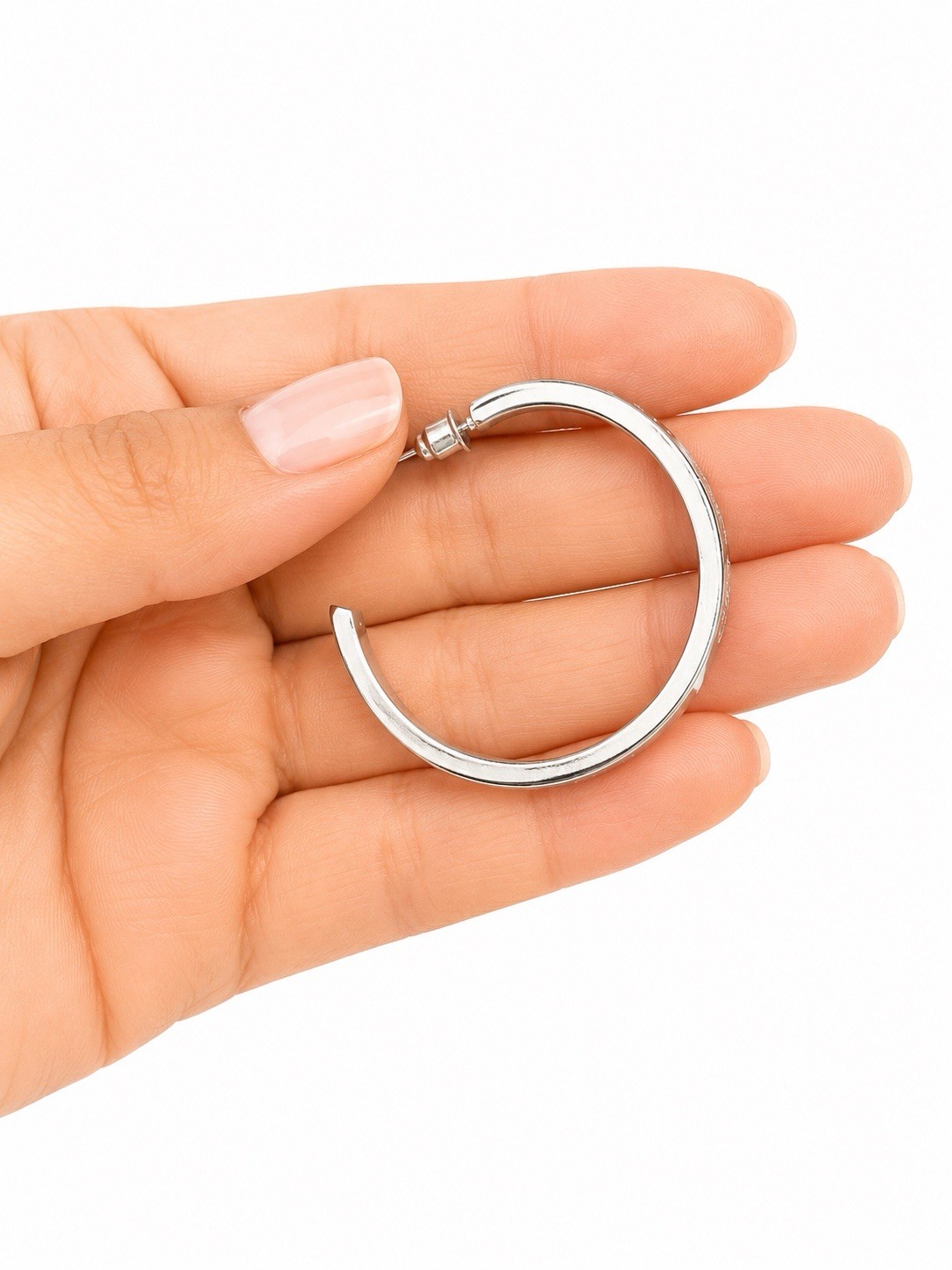 3 Pair Silver Tone Earrings Set Hoop Stud Textured Ball Gift Box Included