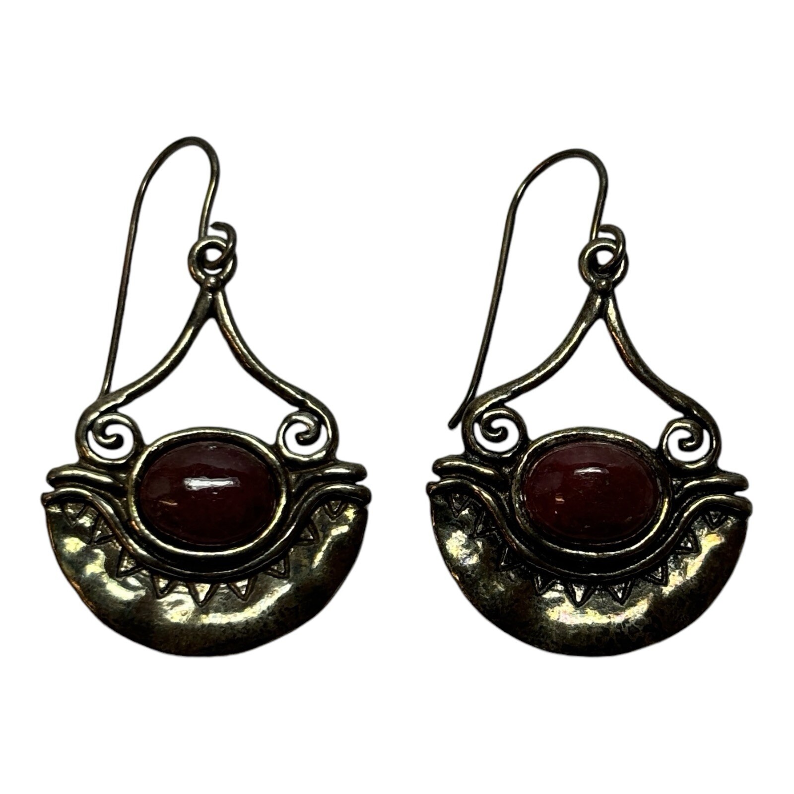 P Israel Sterling 925 Silver Pink Stone Dangle Earrings