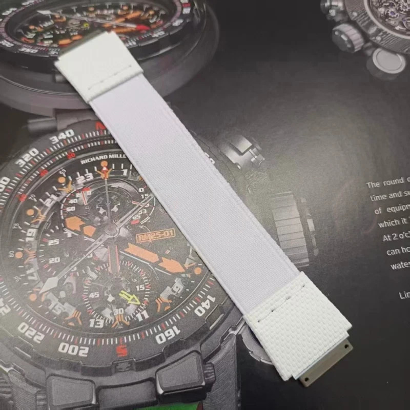 Black White Elastic Watch Strap Band Fits Richard Mille RM67 01 02 S M Size