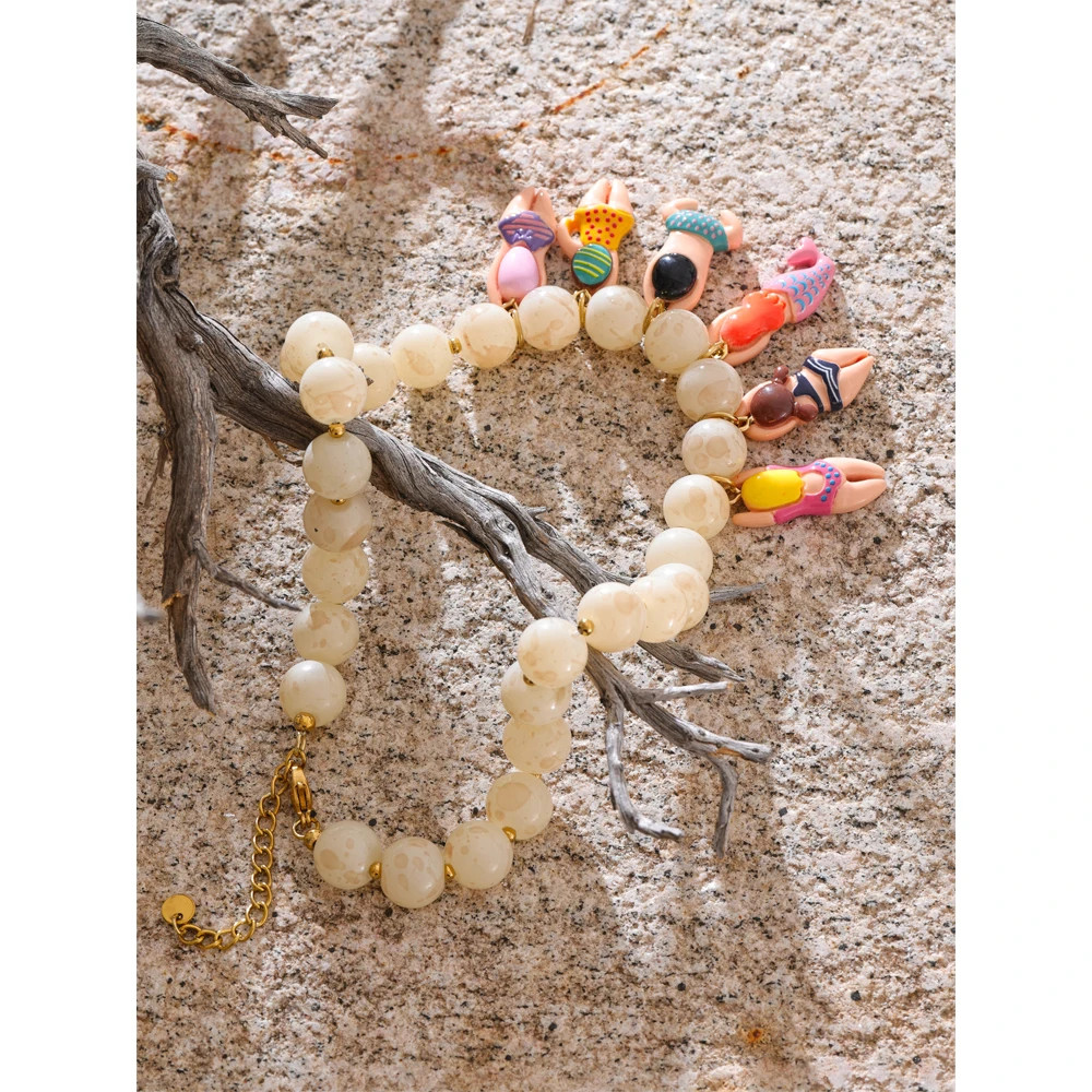 Unique Handmade Jewelry Imitation Stone Beads Chain Doll Drop Summer Necklace