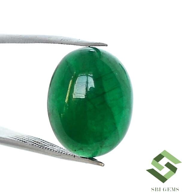 14×11 mm Certified Natural Emerald Oval Cabochon 7.36 CTS Loose Gemstone