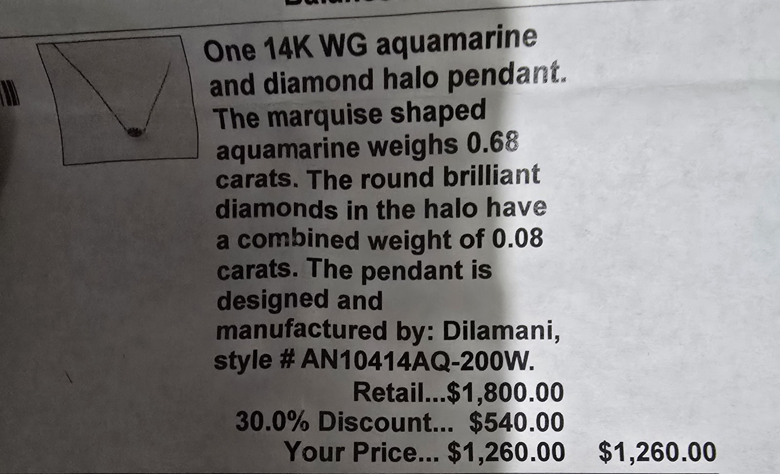 Dilamani 14k White Gold Marquise Aquamarine Diamond Halo Pendant Necklace