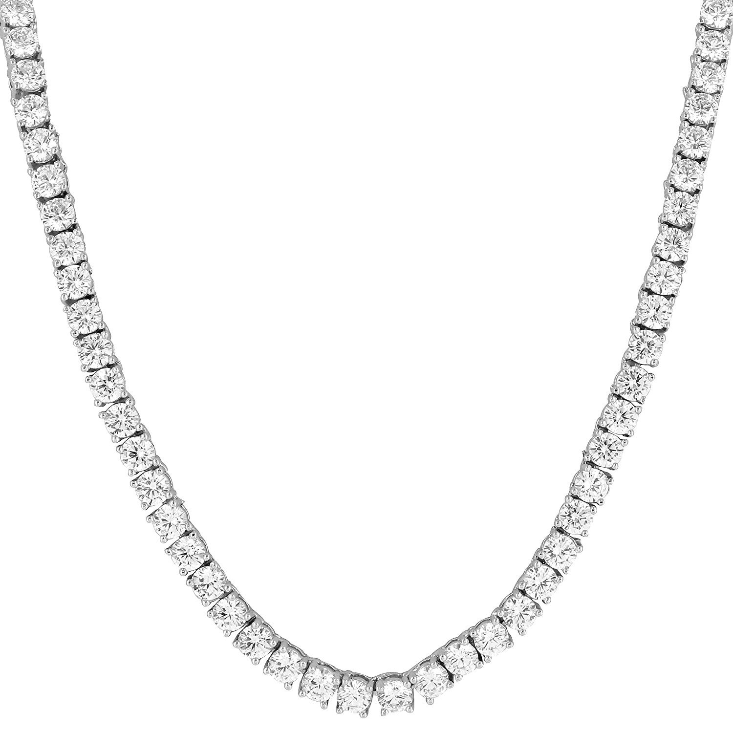 Unisex Tennis Necklace Silver Finish Lab Diamonds 4mm Choker Chain 18 inches