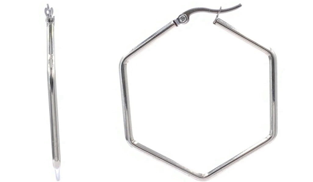 Women’s Stainless Steel Geometric Round Hoop Non Tarnish Nickel Free Earrings