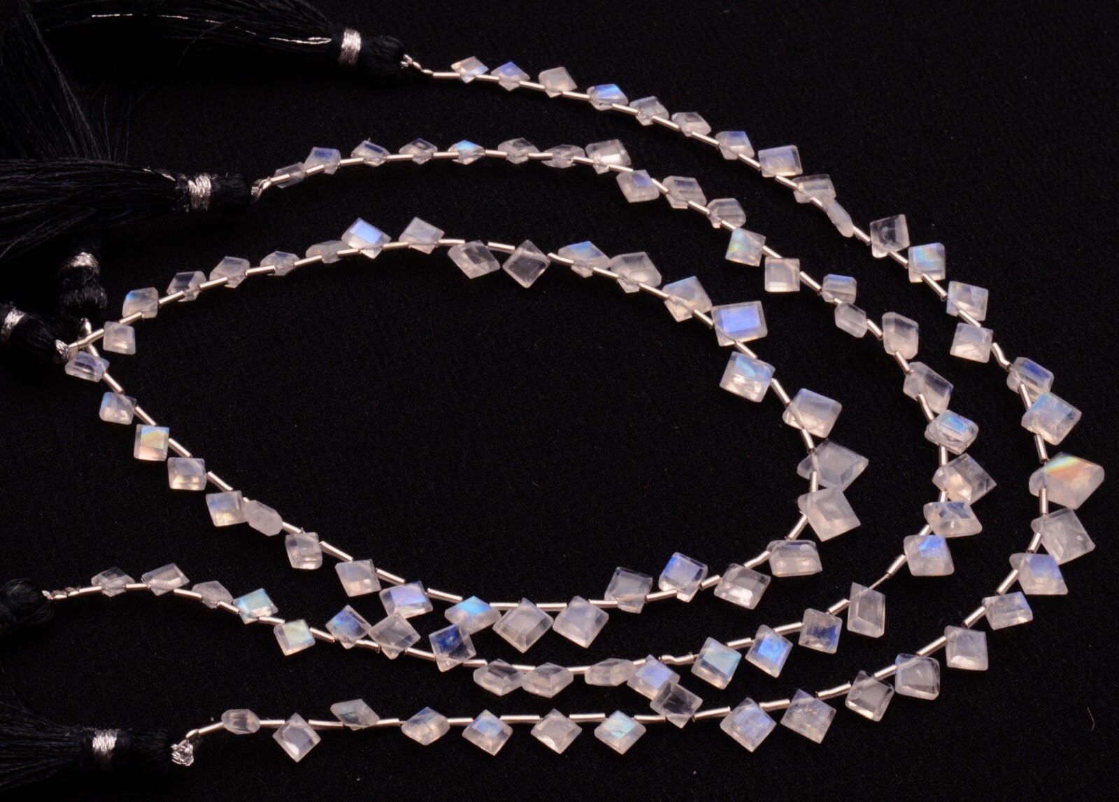 Blue Fire Rainbow Moonstone 4 to 6 mm Size Jewelry Making Beads 9″ Strand