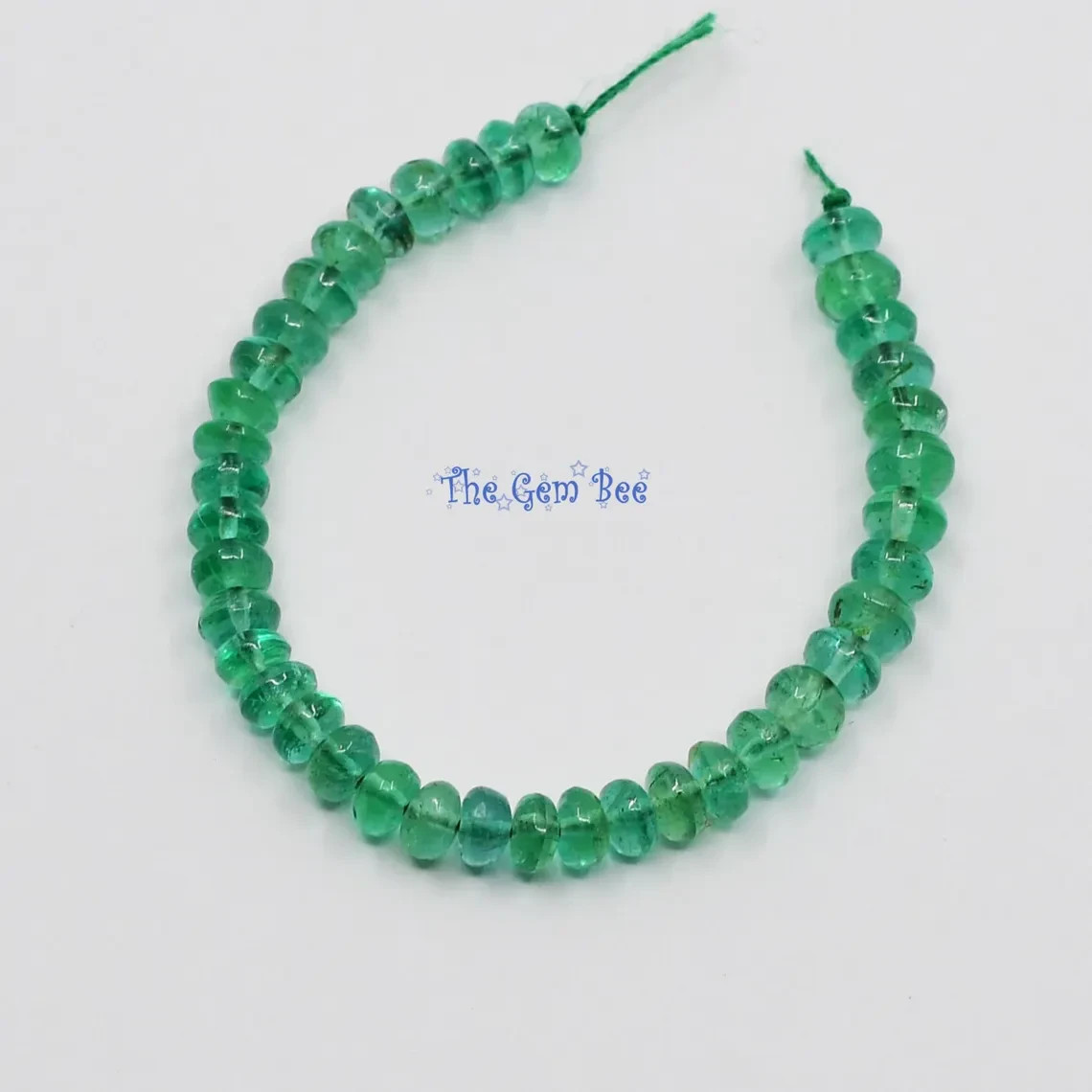3.3mm-3.5mm Zambian TRANSPARENT Green Emerald Smooth Rondelle Beads 3″ Strand