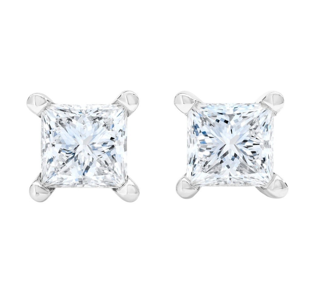 COSTCO (single) Princess Cut 0.25cw Diamond White Gold Stud Earring REPLACEMENT