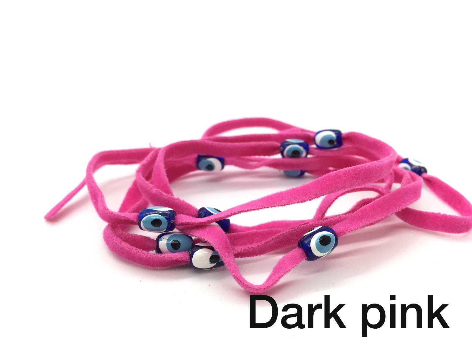 Turkish Evil Eye Wrap Bracelets Velvet String Kabbalah Blue Beads Protector Luck