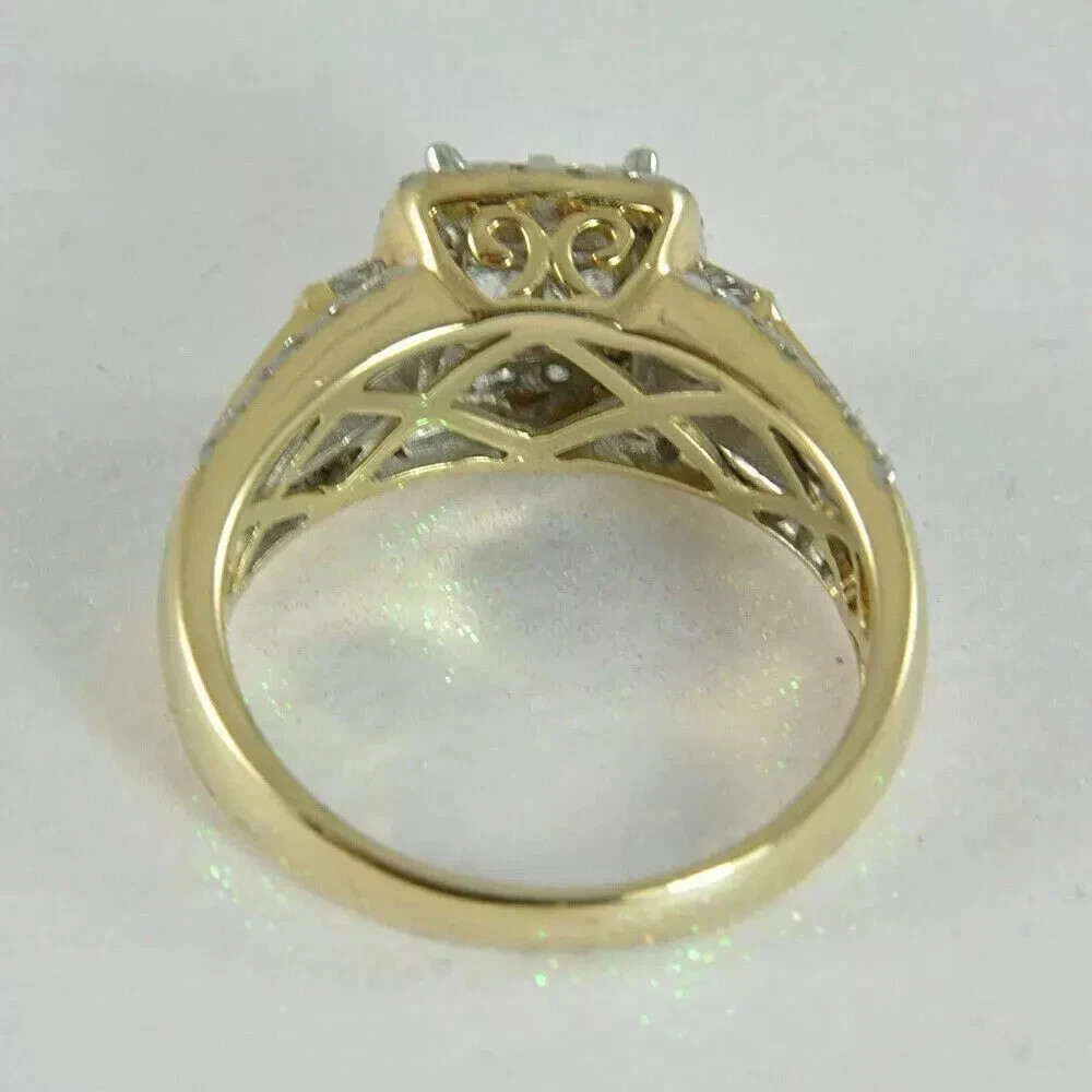 3Ct Princess Cut Lab Created Diamond Wedding 14K White Gold Filled Cluster Ring