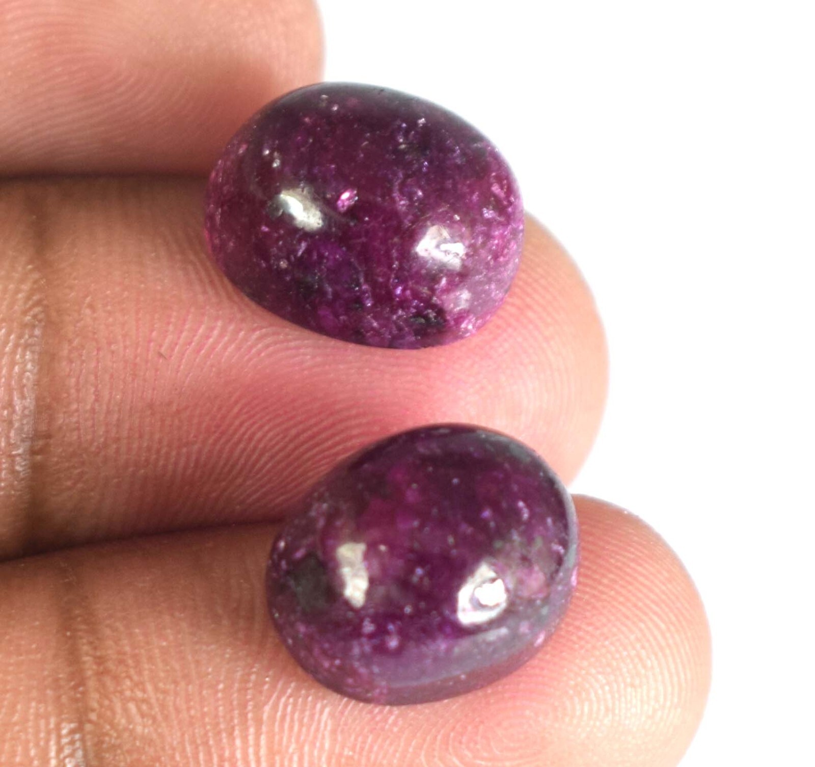 21.25 Ct Madagascar Red Ruby Natural Gemstone Pair Oval Cabochon Certified Y2262