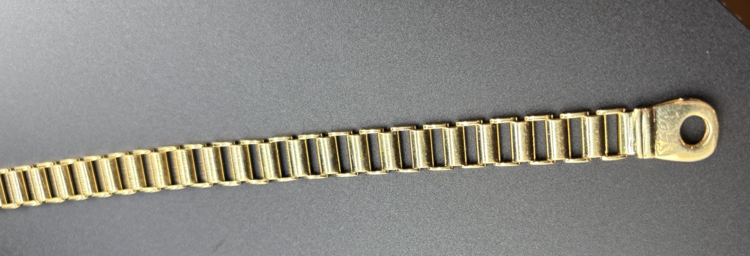 MENS ITALIAN 18K GOLD 8.5 INCH FLAT CURB LINK BRACELET 25 Grams