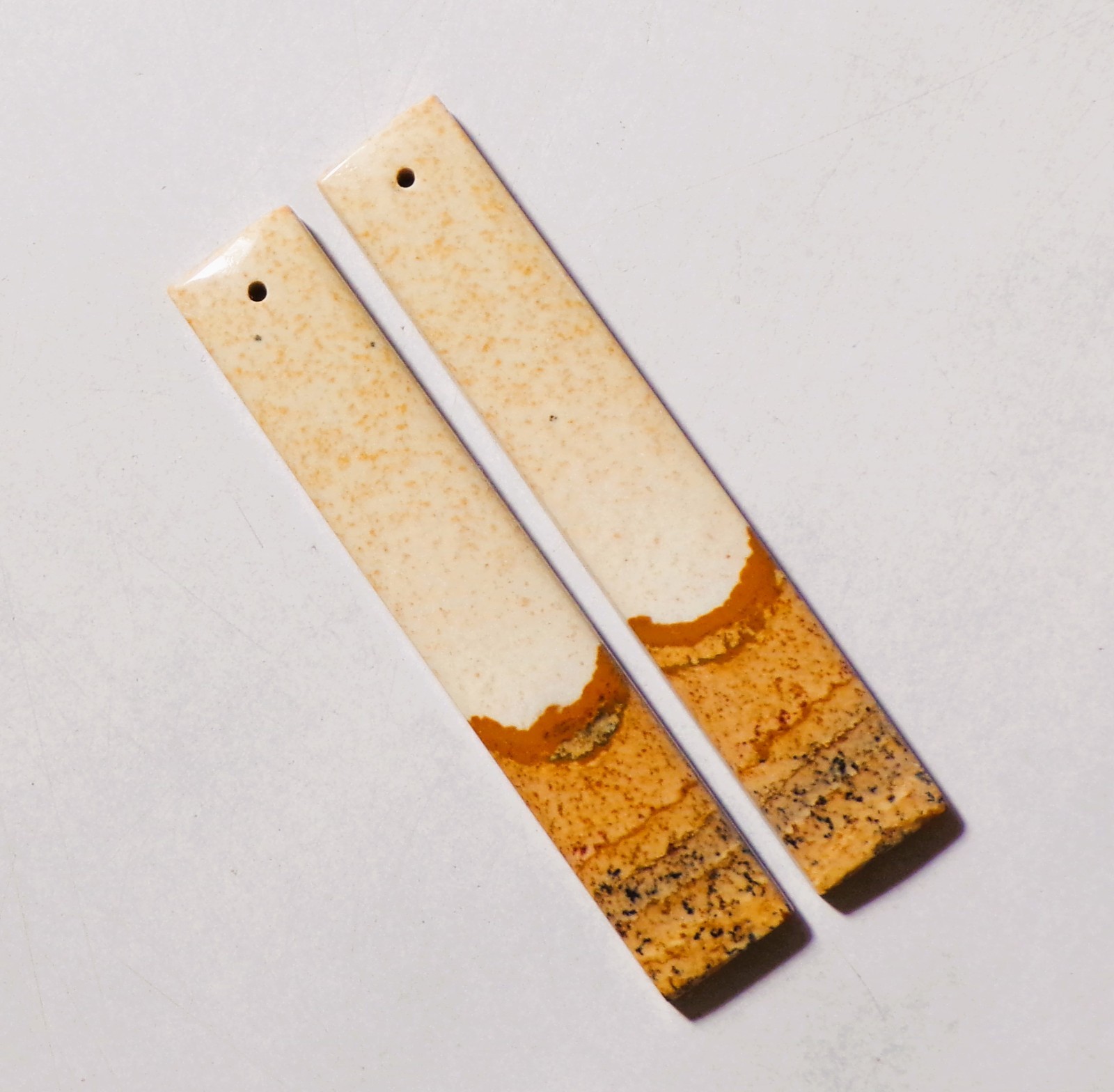 42.80 Cts Natural Picture Jasper Drilled Cabochon Match Pair Gemstone 54X10MM 25