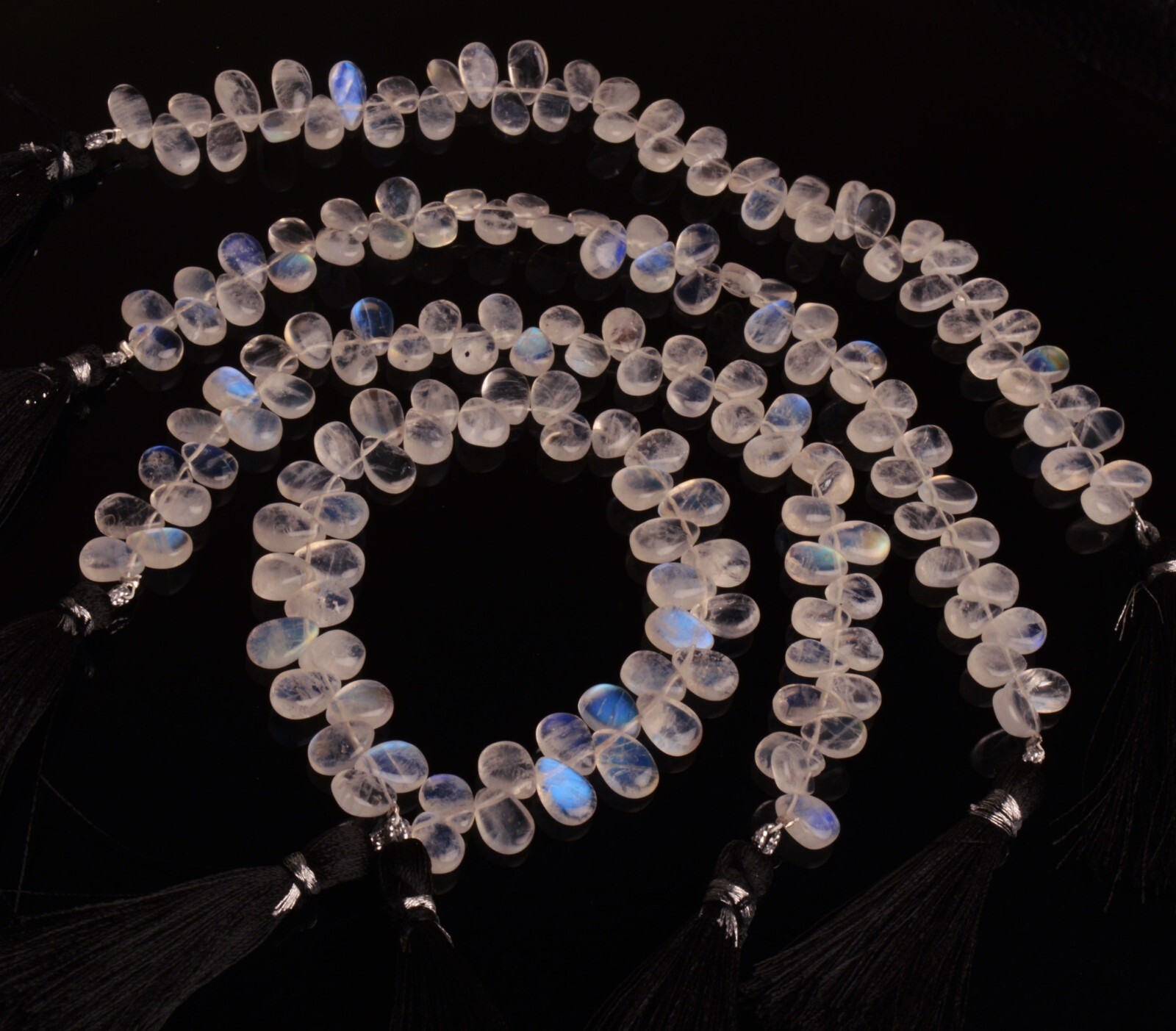 Blue Fire Rainbow Moonstone 9×6 mm Size Smooth Pear Shape Briolette Beads 7.5″