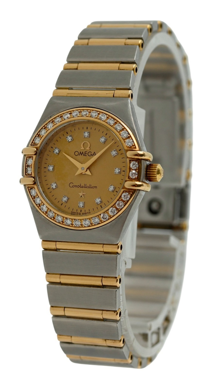 Omega 22.5mm Ladies Constellation Linen Diamond Bezel/ Dial Watch! Ref: 1267.15!