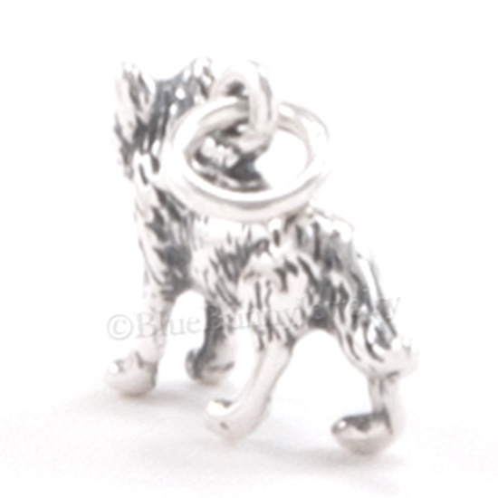 Wolf charm NORTH AMERICAN WOLF Animal Charm Pendant 925 STERLING SILVER 3D .925