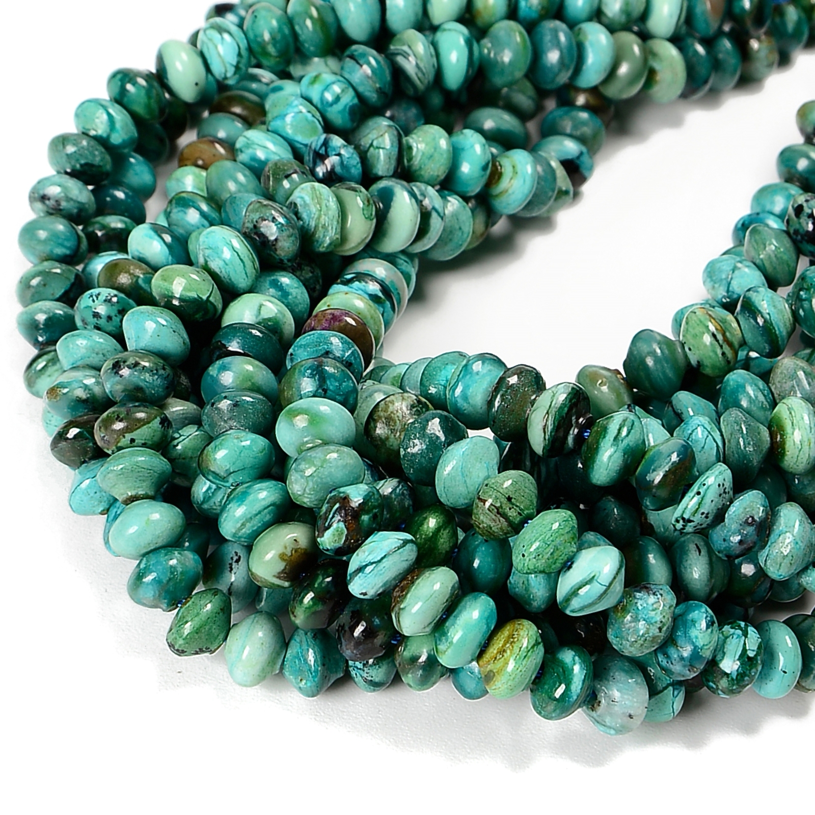 Genuine Blue Green Chrysocolla Rondelle Disc Beads 4x6mm 5x8mm 5x10mm 15.5″Strd