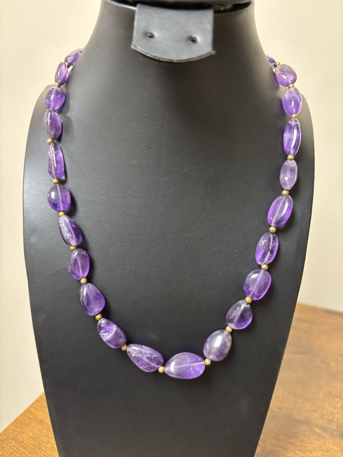 Vintage Sign Stauer Purple Amethyst Oval Beaded Necklace .