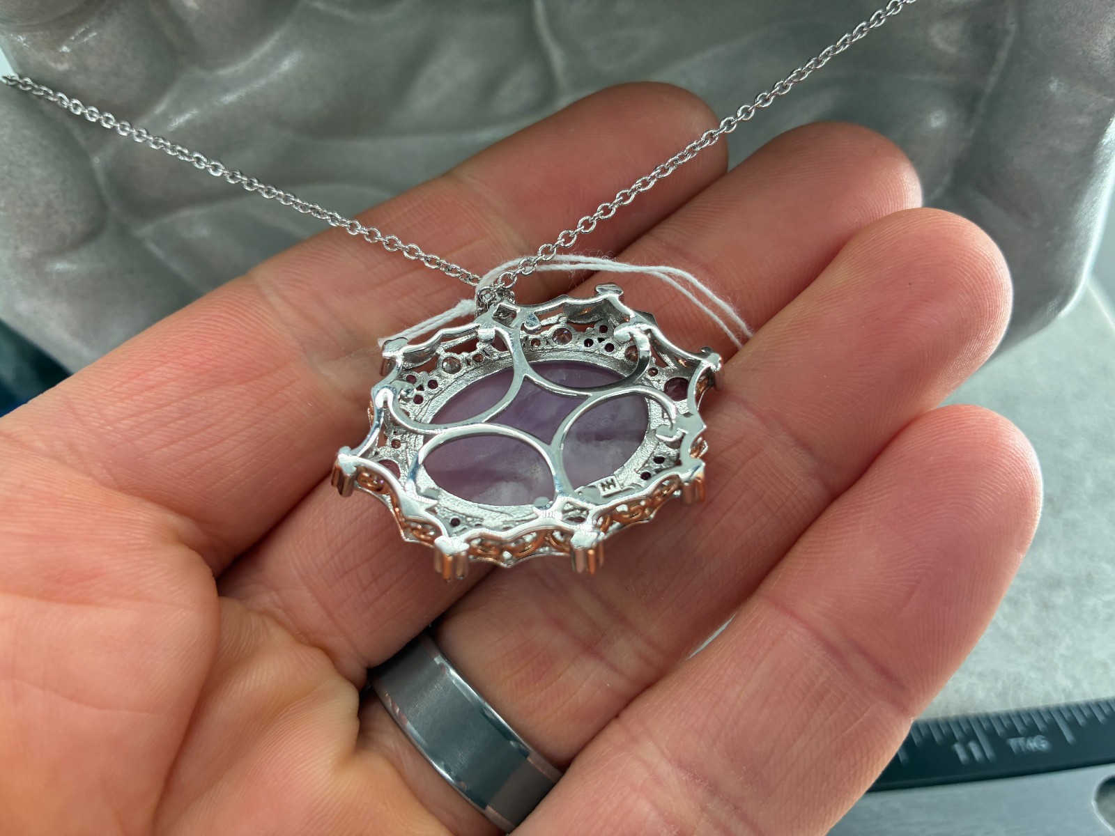 Michael Valitutti Gems en Vogue Kunzite Amethyst Silver Palladium Necklace HN925