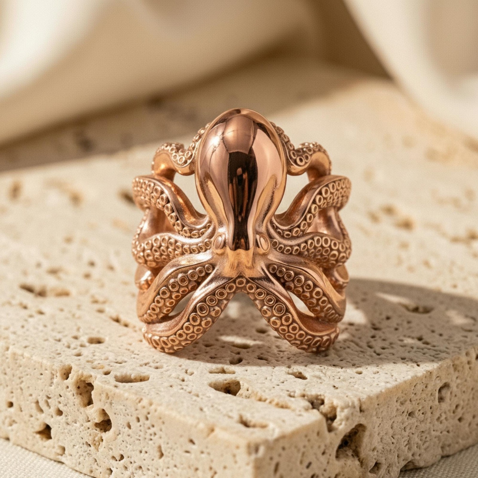 Kraken Octopus Ring 925 Sterling Silver Oxidized Tentacle Band Unisex
