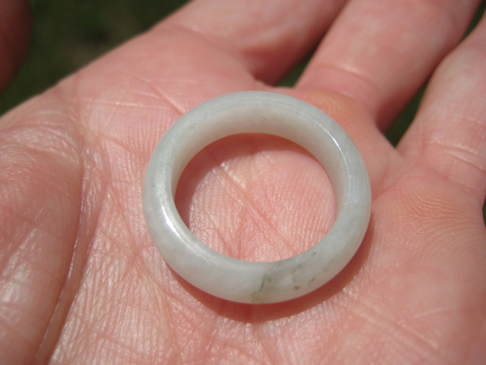 White Jadeite Jade Ring Myanmar A Size 6.75 US A3372