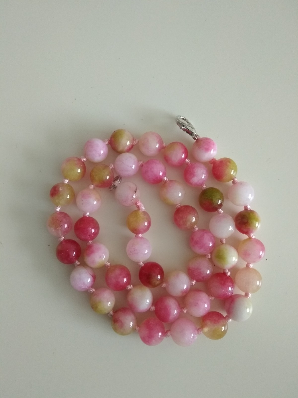 Natural 8mm multi-coloured watermelon agate beads necklace 18″-UK seller 950-4