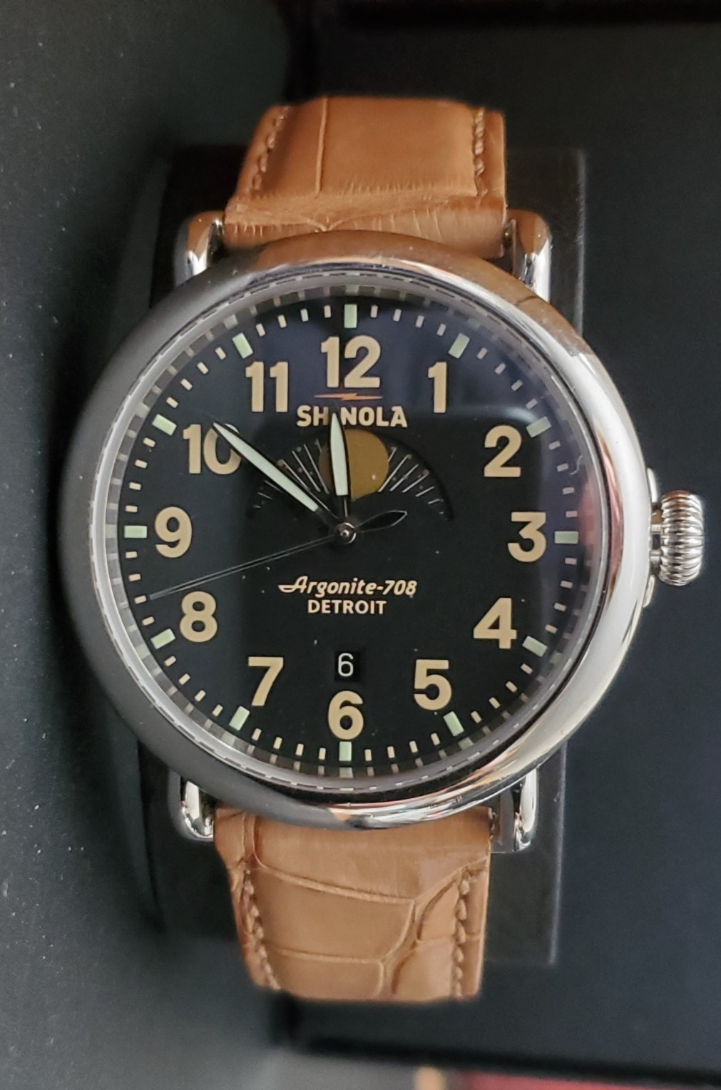 Shinola Runwell 41mm Moon Phase Watch, Argonite-708 Stainless, Free Shipping!
