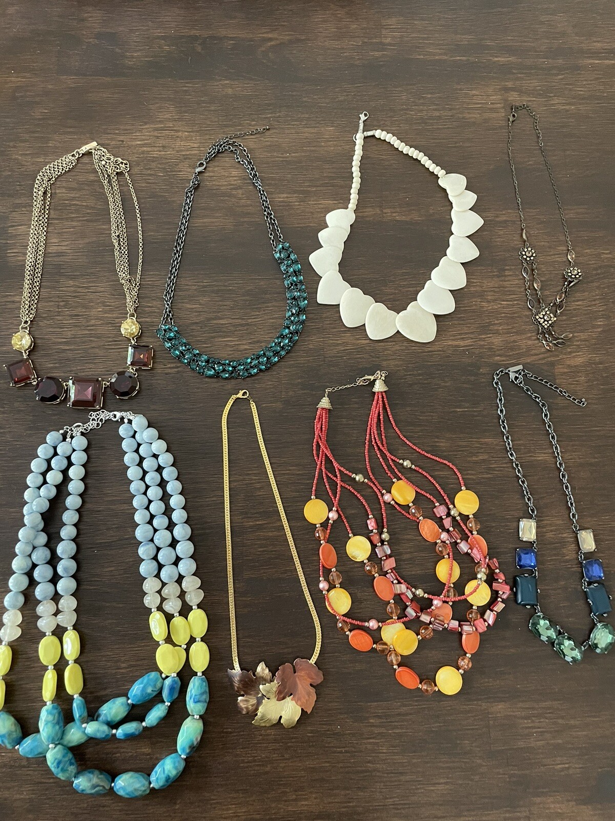 Lane Bryant Fashion Necklace Lot of 8 Jewels Ivory Brown Green Turquoise Orange
