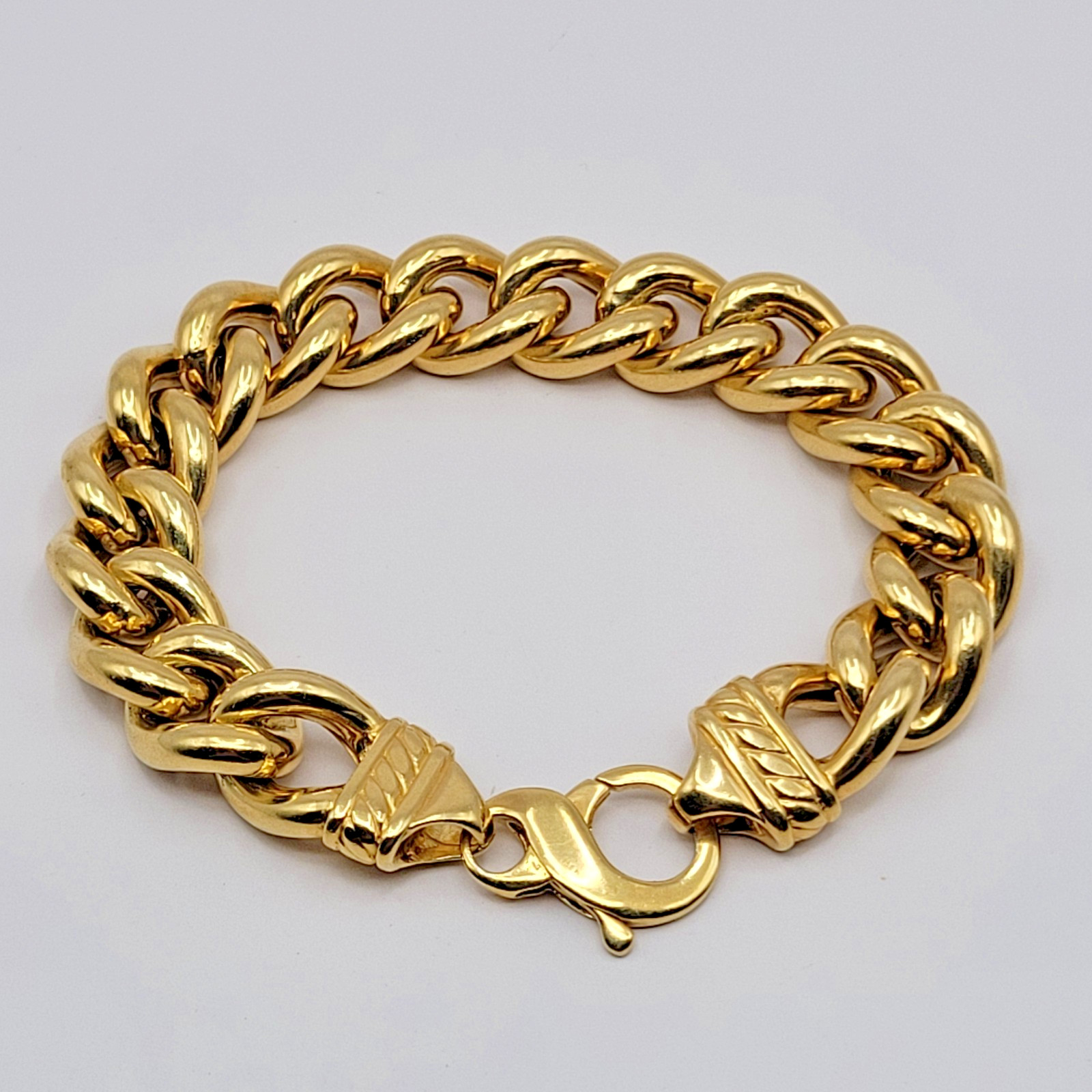 JTV Wrapped in Gold Sterling Silver 13.5mm Curb Link Bracelet 45 grams ~ 8″